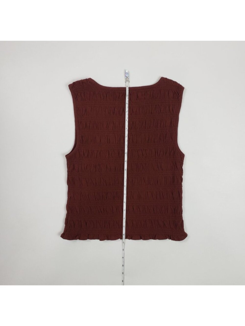 Madewell Smocked Boatneck Tank Top Women’s XS Henna Brown Cotton Linen Blend NWT - Picture 8 of 16